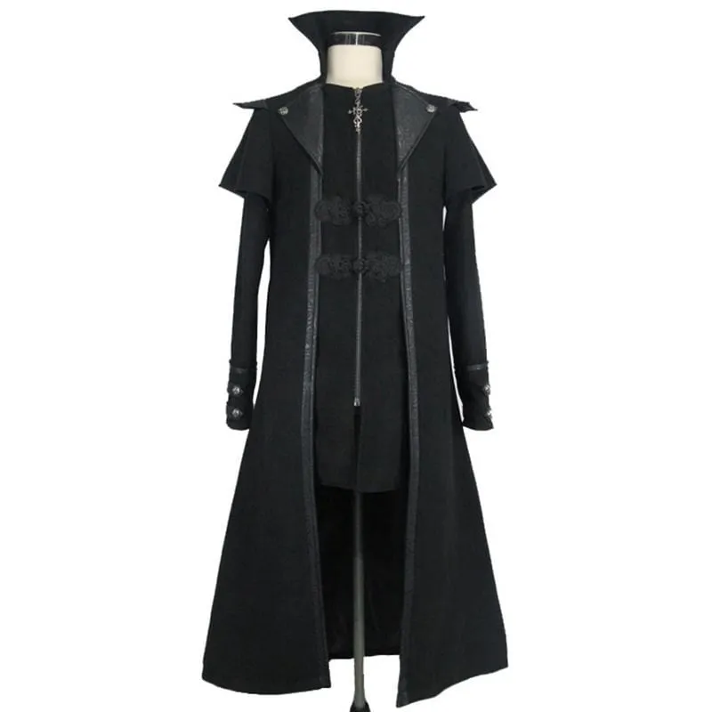 Men's Steampunk Military Style Long Coat