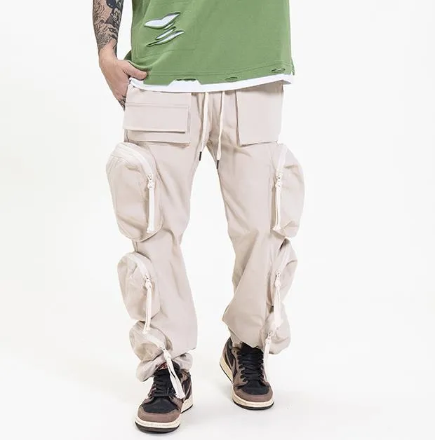 Men's Summer Hip-Hop Fashion Mid-Waist Multi-Pocket Cargo Pants