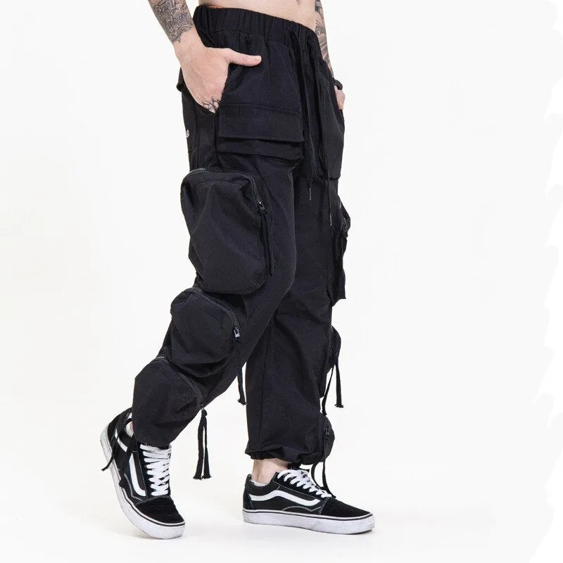 Men's Summer Hip-Hop Fashion Mid-Waist Multi-Pocket Cargo Pants