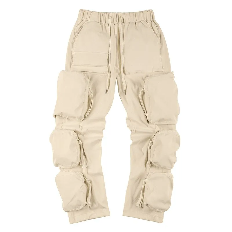 Men's Summer Hip-Hop Fashion Mid-Waist Multi-Pocket Cargo Pants