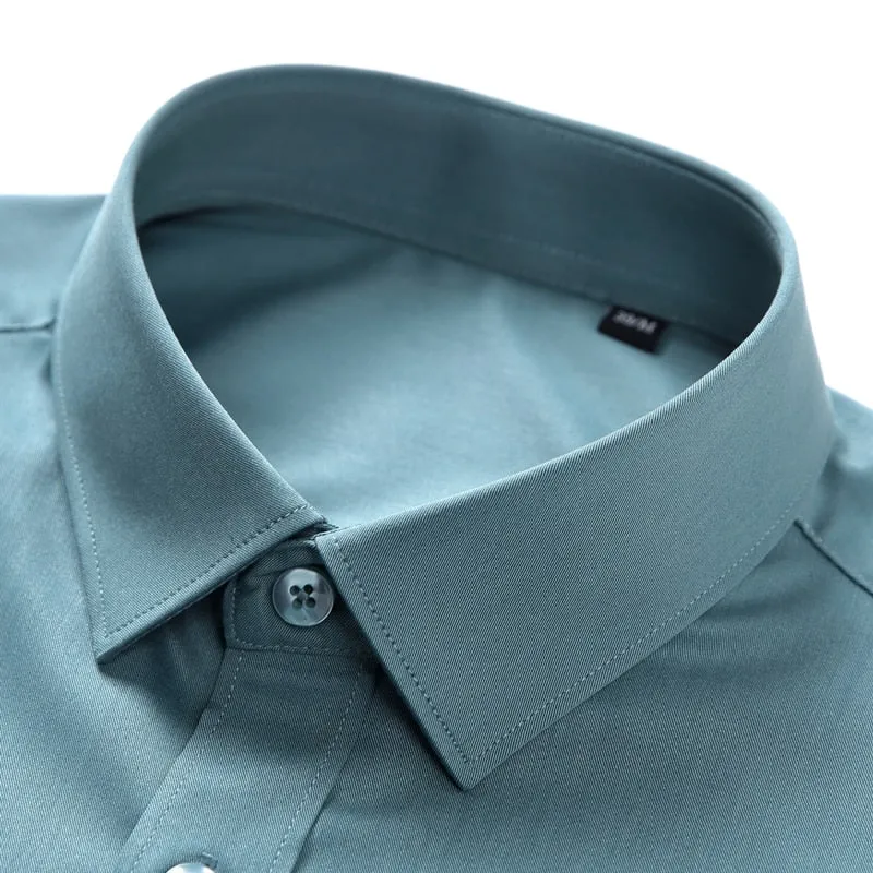 Men's Turquoise Wrinkle-resistant Comfortable Soft Long Sleeve Shirts