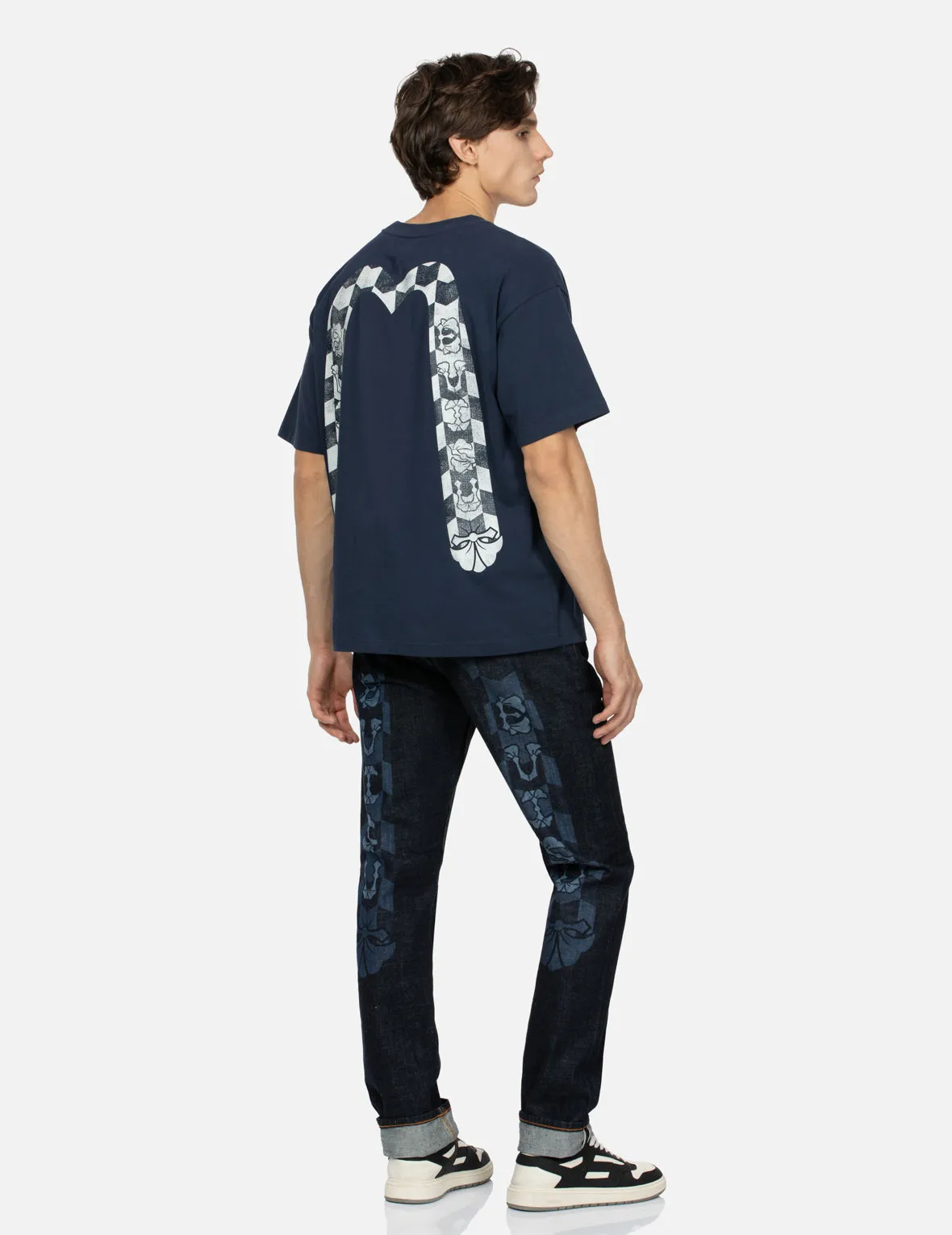 Monogram Daicock Discharged Print Slim Fit Jeans #2010