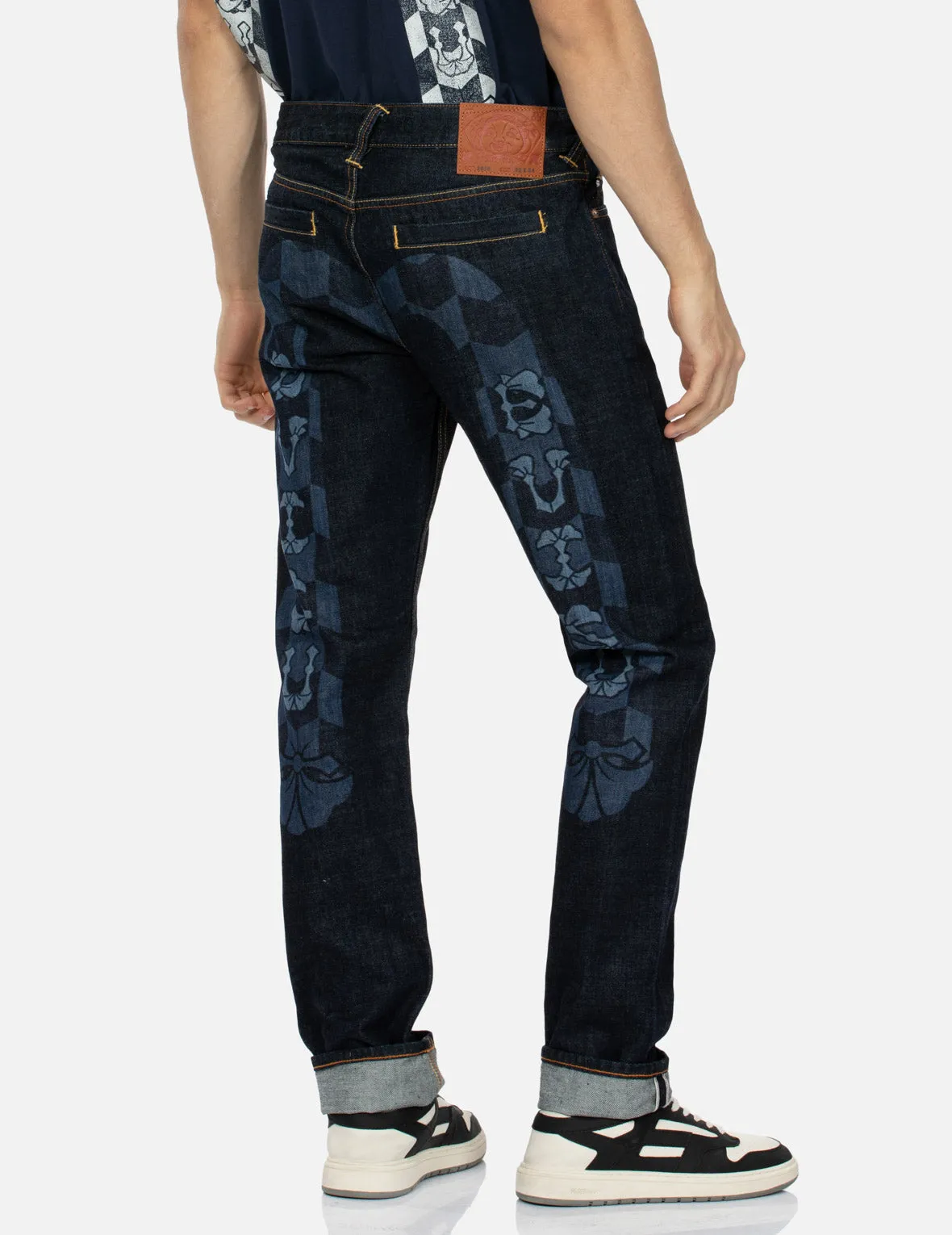 Monogram Daicock Discharged Print Slim Fit Jeans #2010