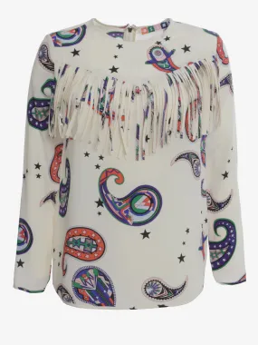 MSGM Fringed Patterned Blouse