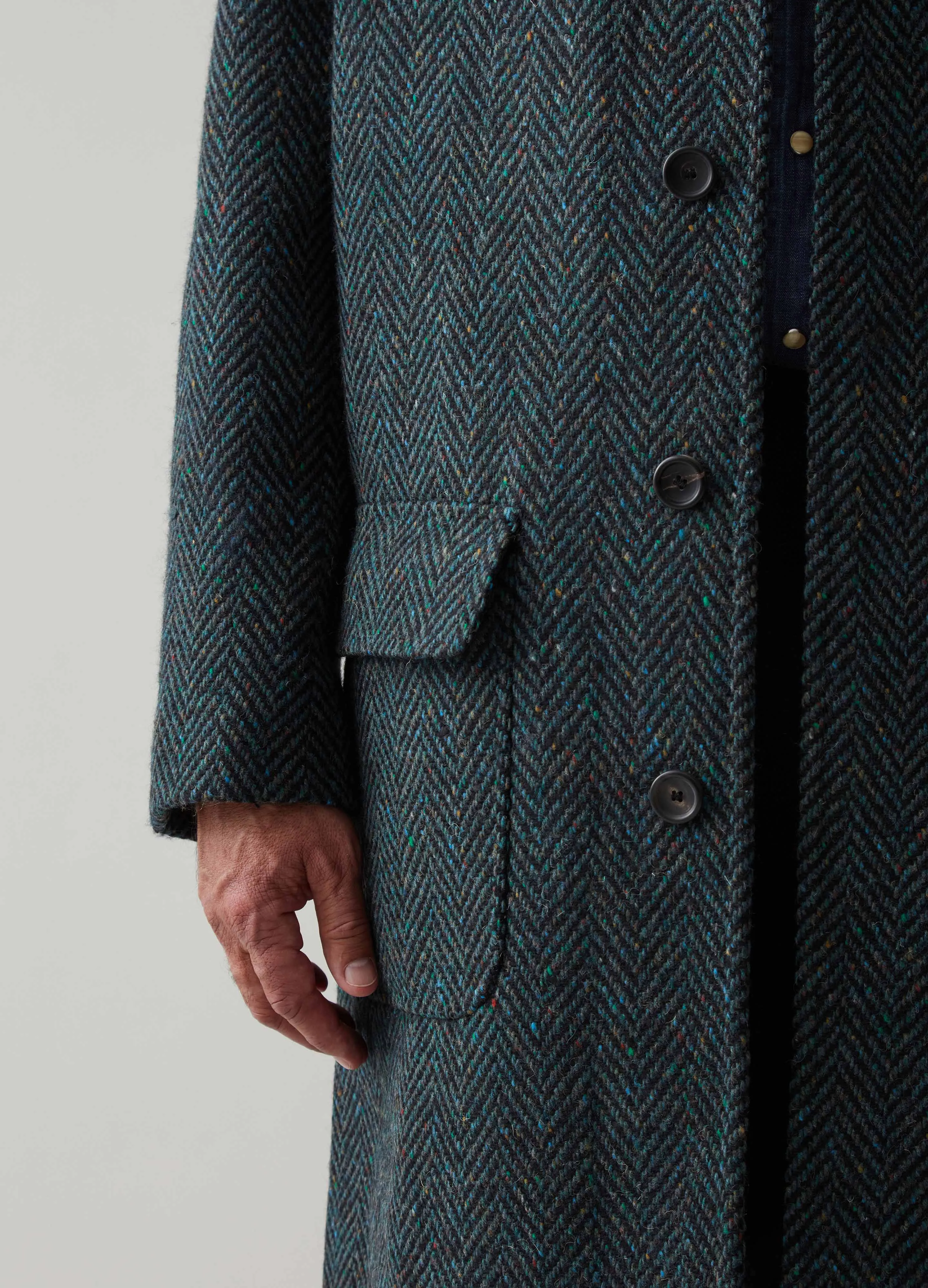 Nelson Tweed Raglan Coat - Blue