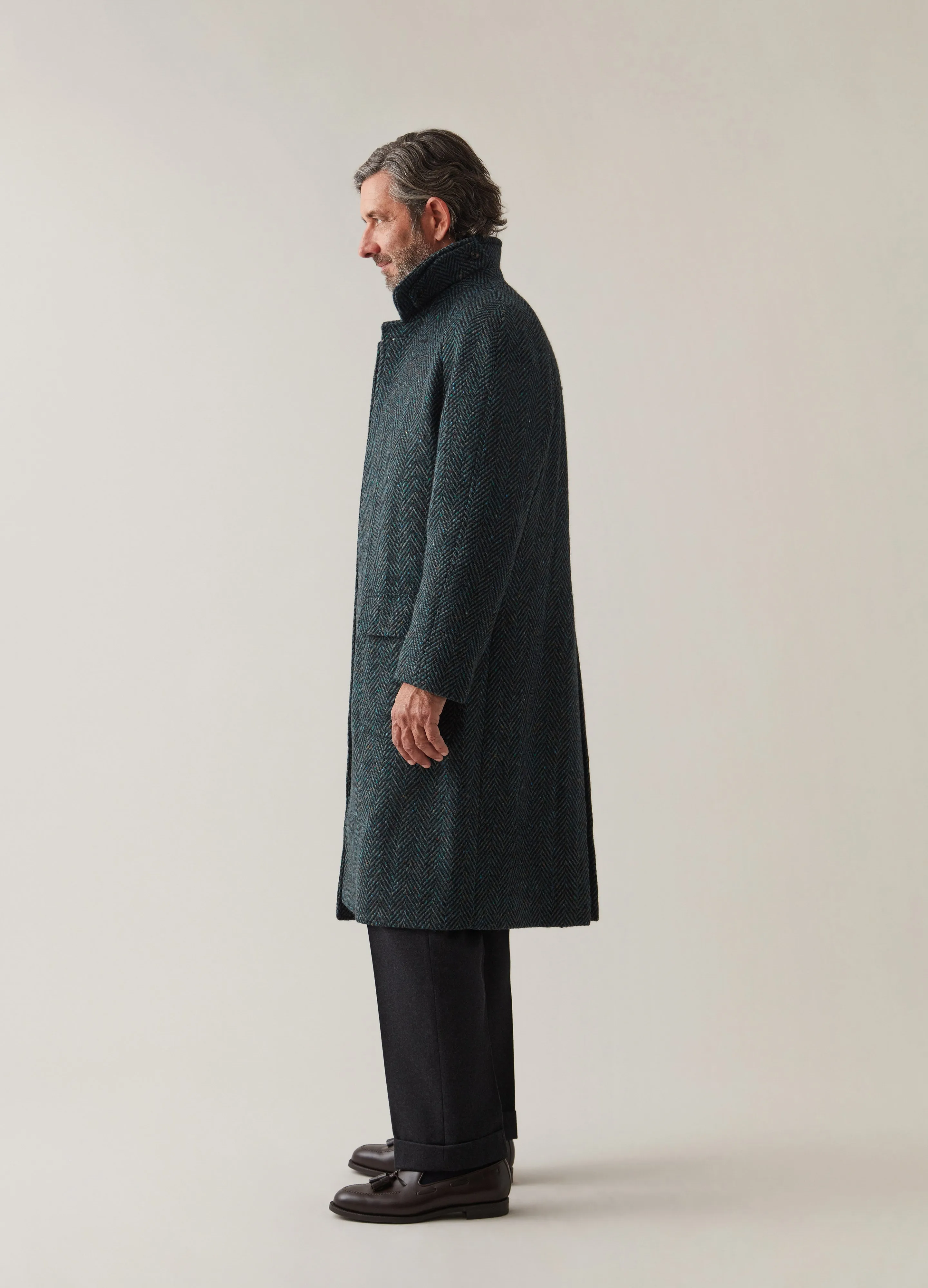 Nelson Tweed Raglan Coat - Blue