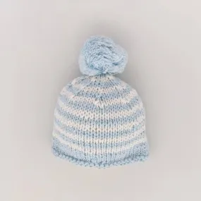 Newborn Baby Blue Pom Pom Beanie Hat