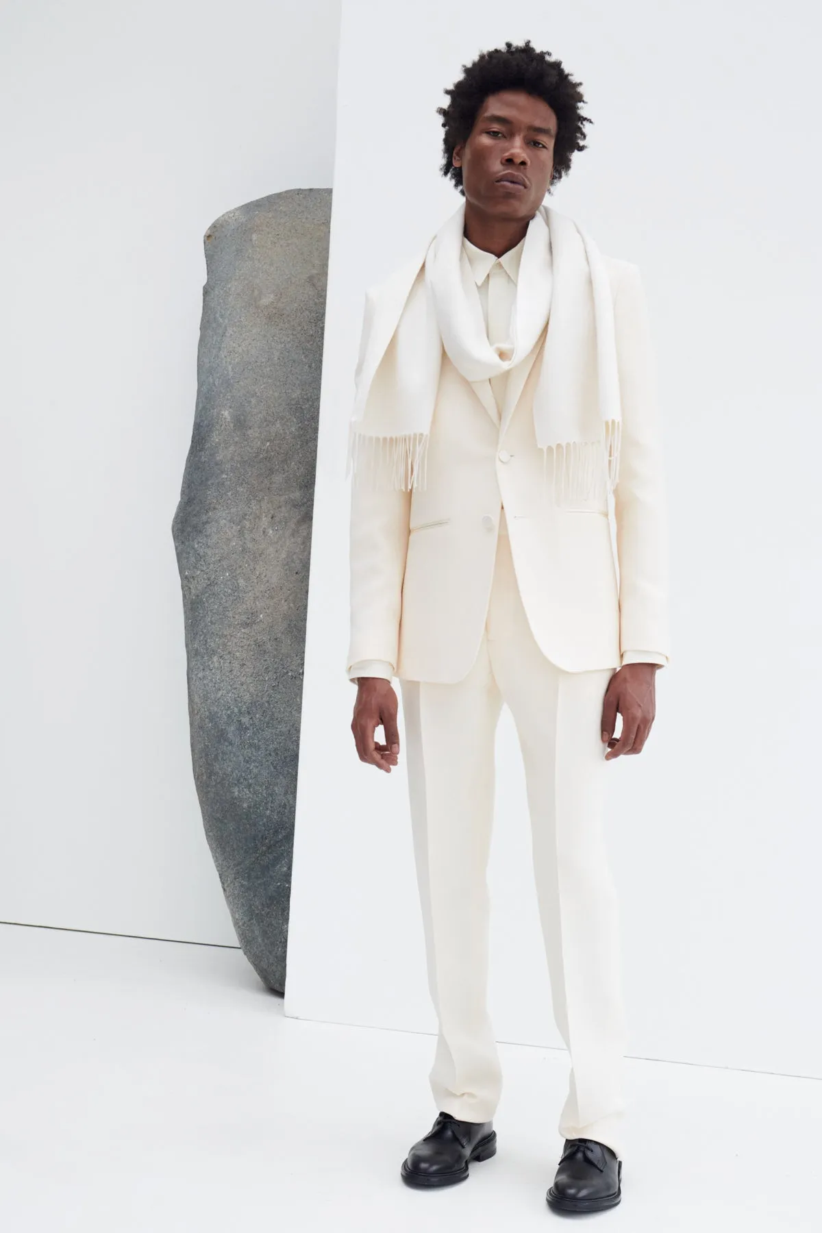 Nicolson Jacket in Ivory Wool Silk Cady