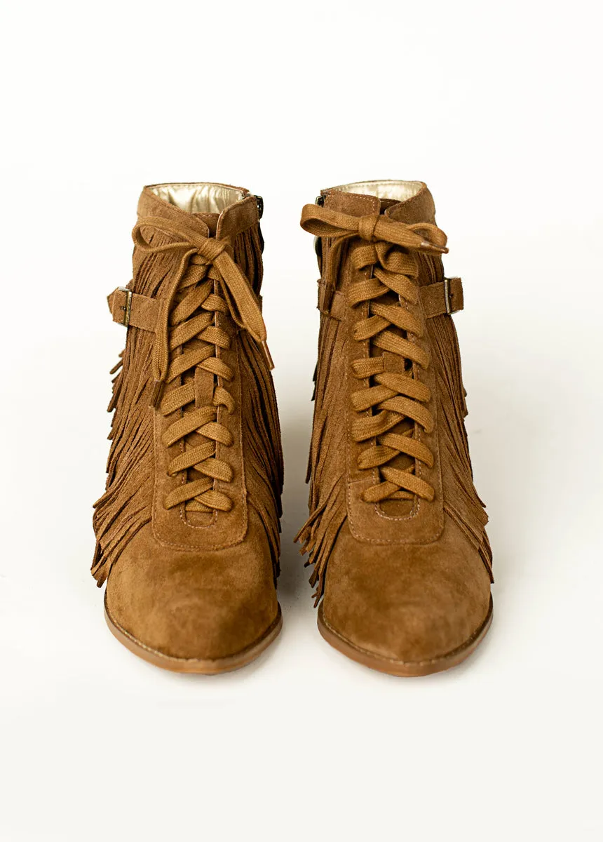 Nika Leather Fringe Boot in Pecan