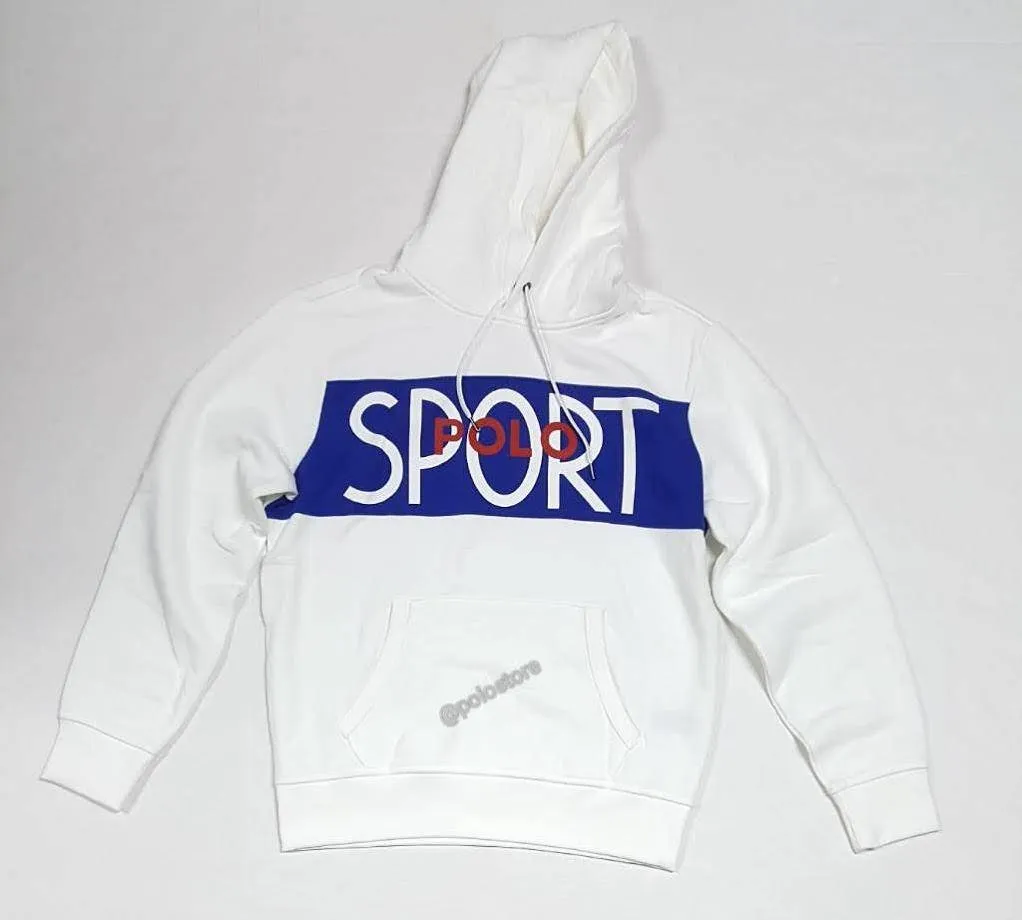 Nwt Polo Ralph Lauren White Polo Sport On Chest Pullover Hoodie