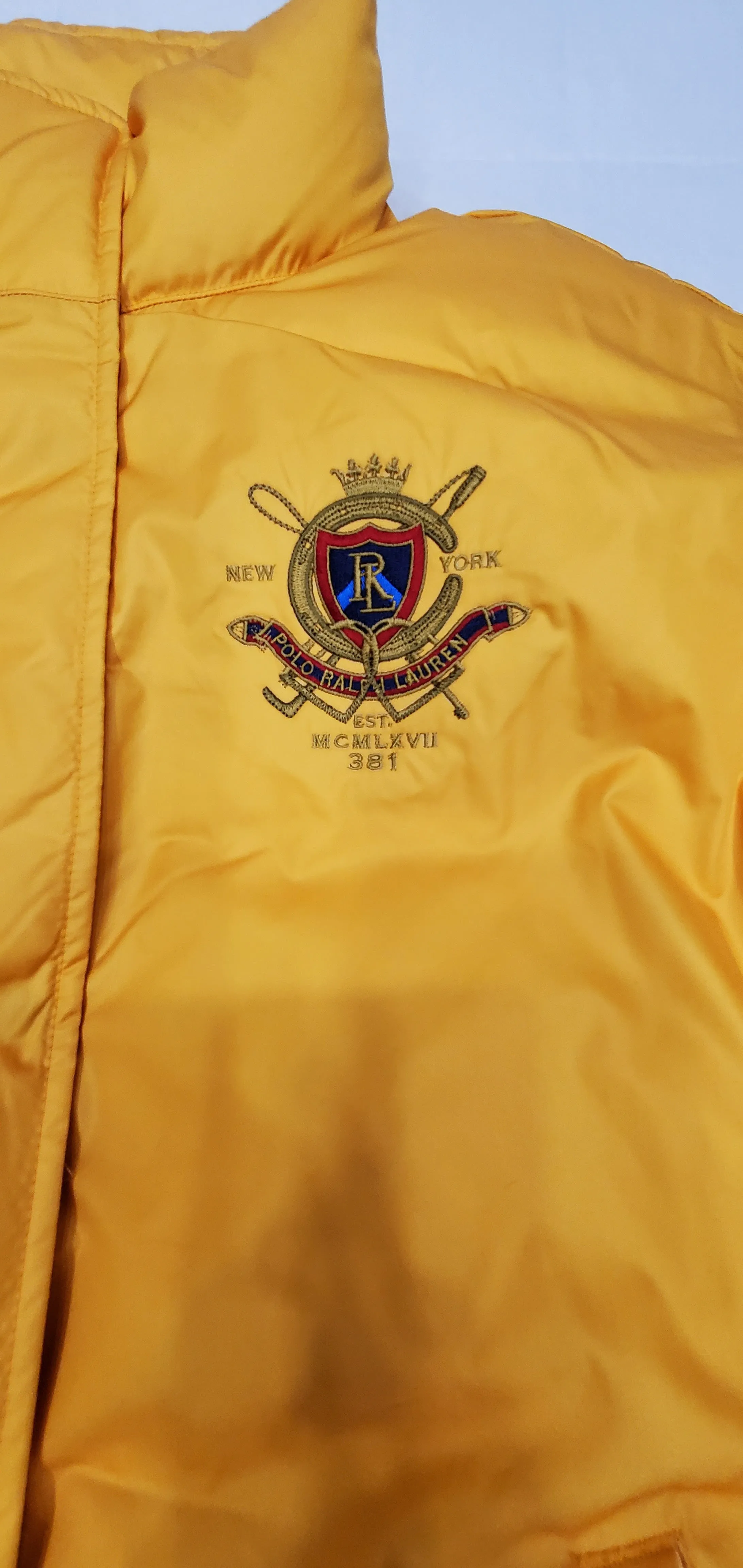 Nwt Polo Ralph Lauren Women's Yellow Equestrian Down Jacket