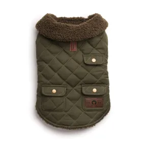 Olive Quilted Shearling Coat - 16