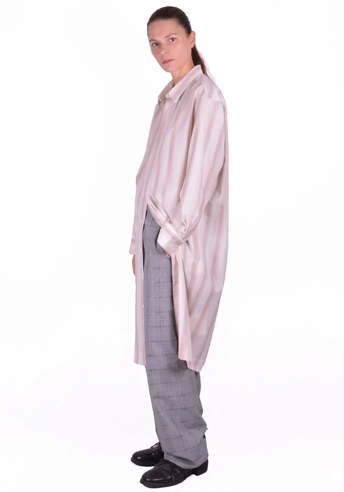 OVERCOAT S20T01L-NKWGS DROPPED SHOULDER LONG SHIRT BEIGE STRIPE