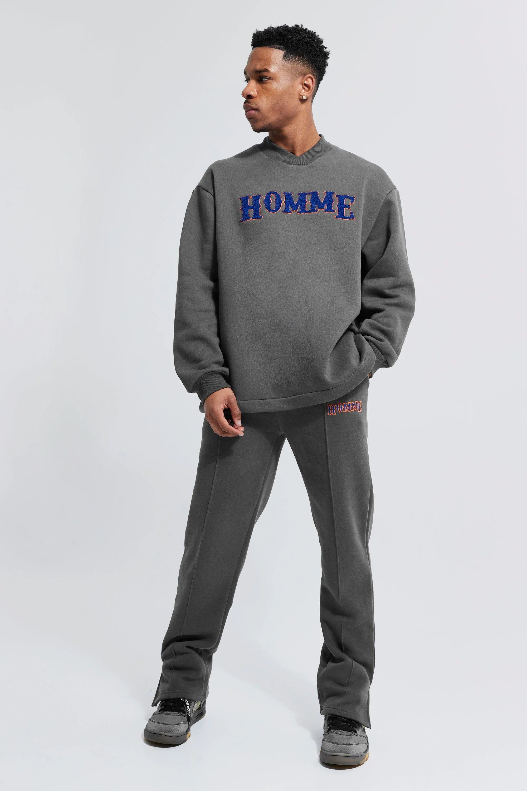 Oversized Homme V-neck Sweater Tracksuit