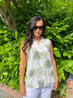 Palm Tree Sleeveless Shirt Jenna