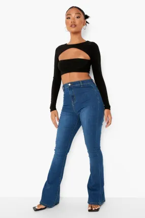 Petite High Waist Skinny Flared Jeans