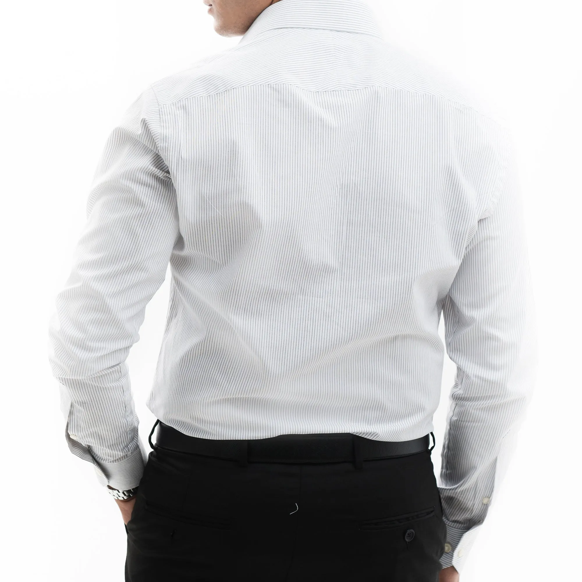 Pin-striped Black/White Collar Shirt