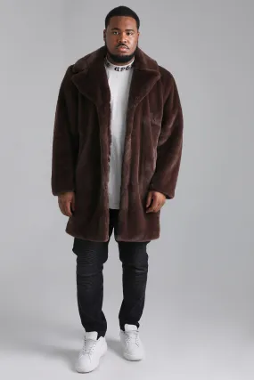 Plus Faux Fur Overcoat | boohooMAN UK