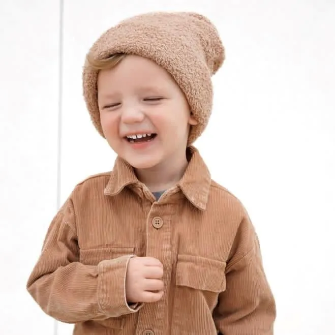 Plush Teddy Beanie | Tan