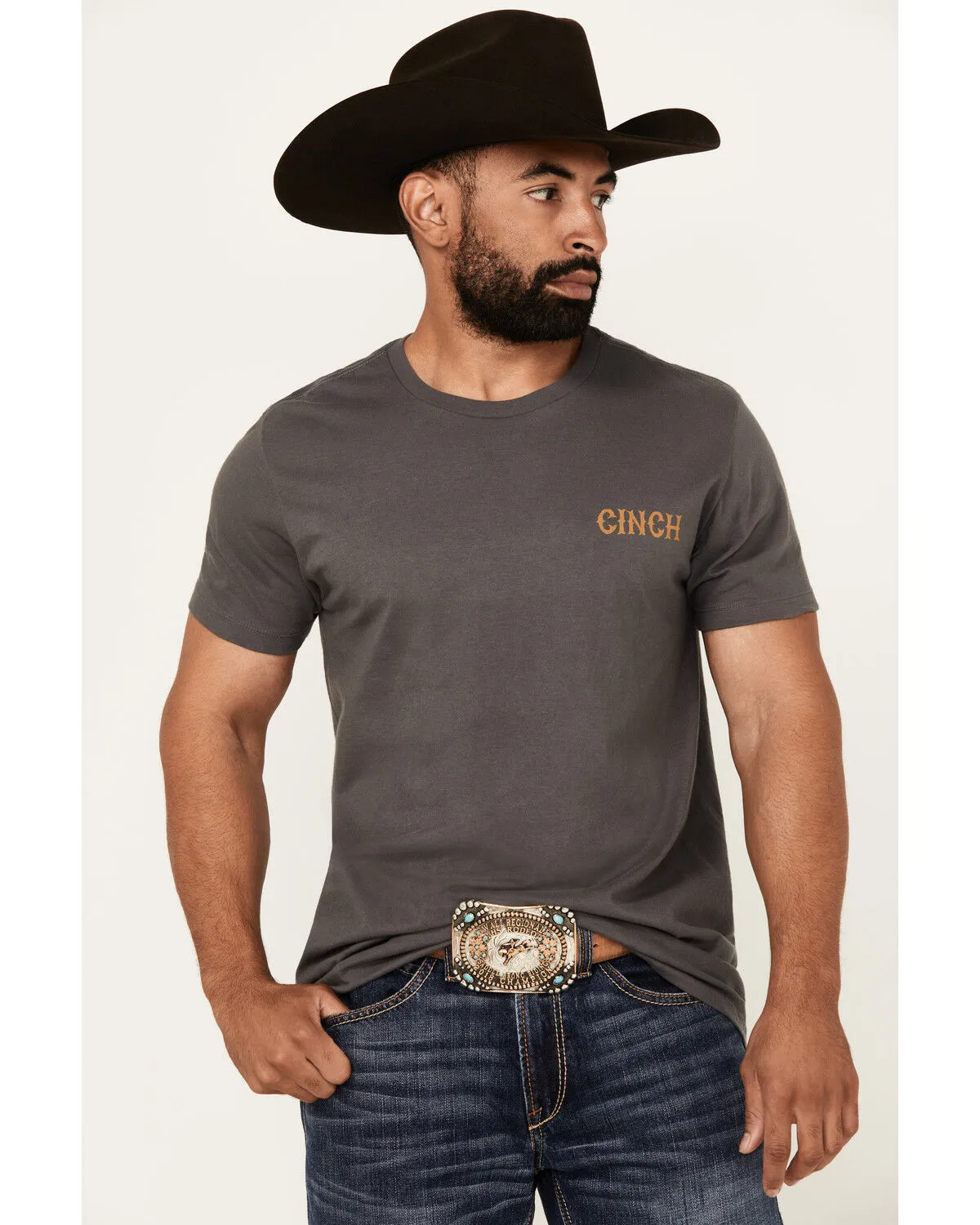 Product Name:  Cinch Men's Boot Barn Exclusive Salon Bronco Short Sleeve Graphic T-Shirt