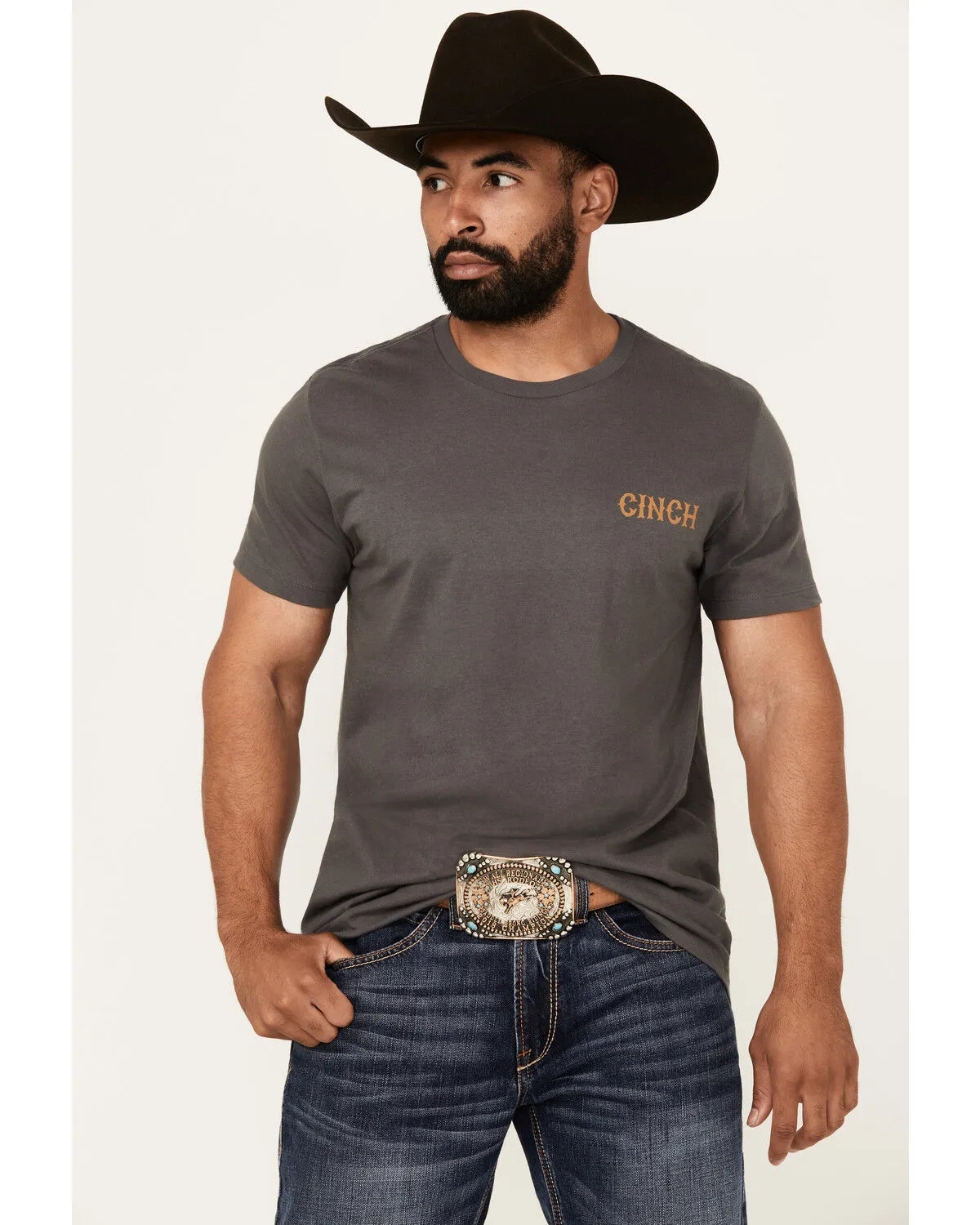 Product Name:  Cinch Men's Boot Barn Exclusive Salon Bronco Short Sleeve Graphic T-Shirt