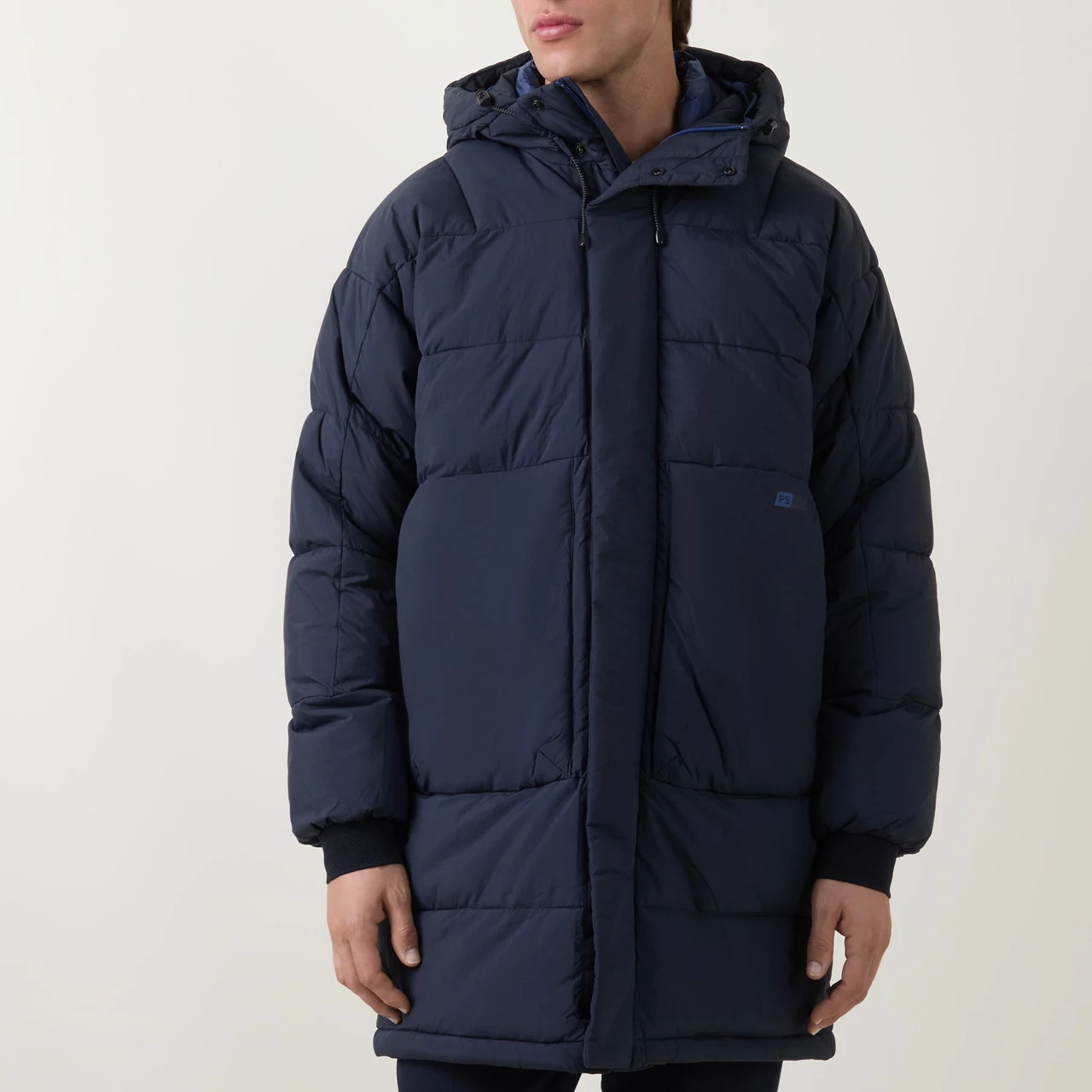 PS PAUL SMITH Logo Longline Padded Jacket - Navy