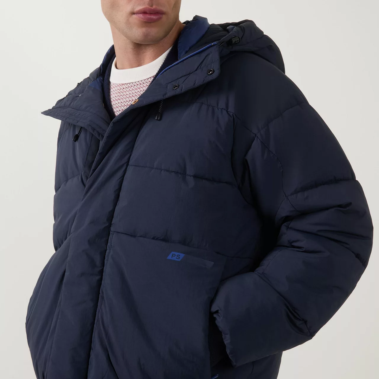 PS PAUL SMITH Logo Longline Padded Jacket - Navy