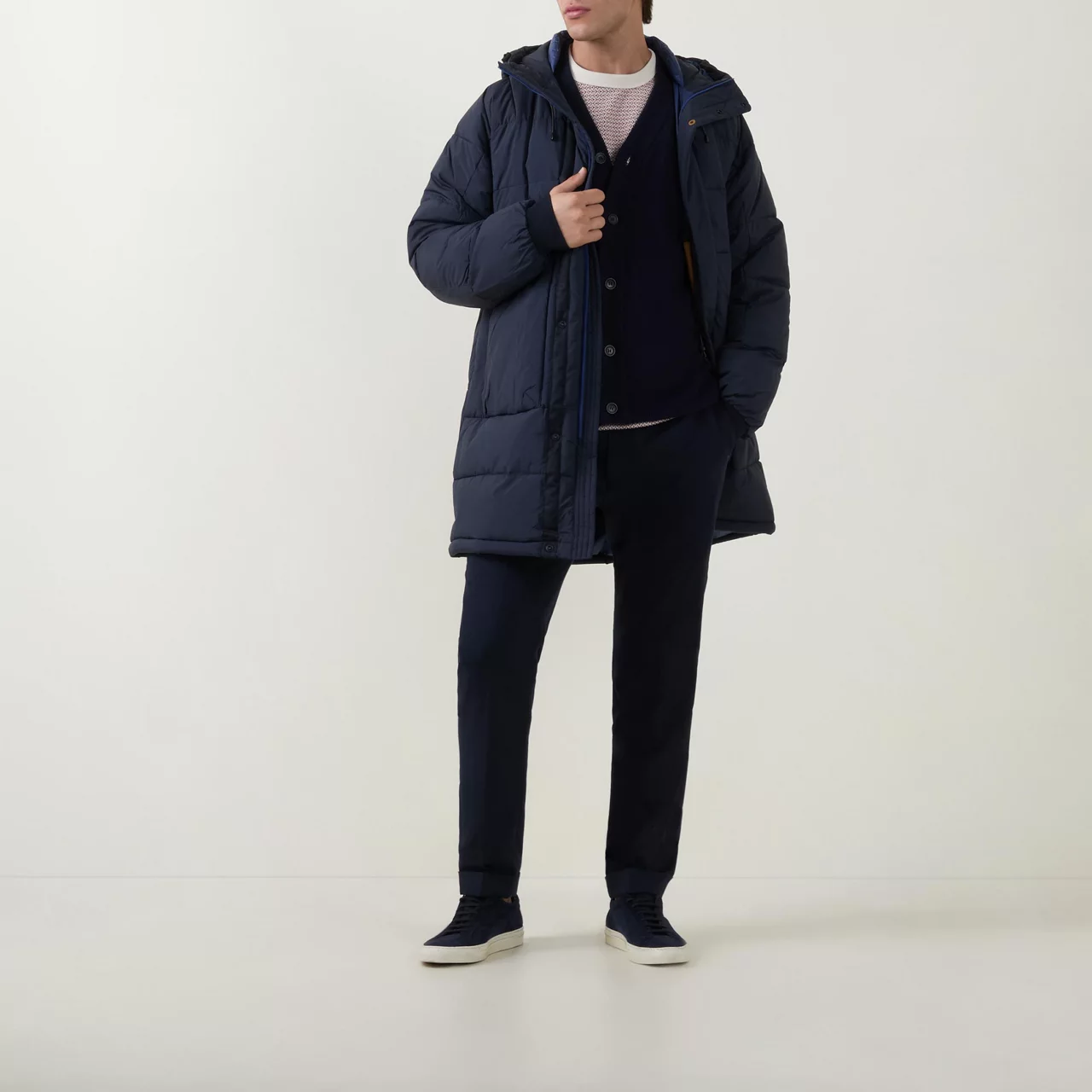 PS PAUL SMITH Logo Longline Padded Jacket - Navy