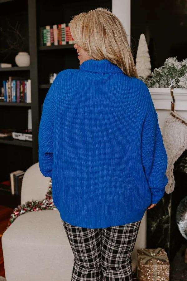 Punctual And Perfect Knit Sweater In Royal Blue Curves