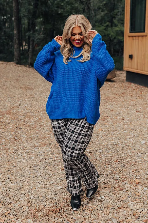 Punctual And Perfect Knit Sweater In Royal Blue Curves