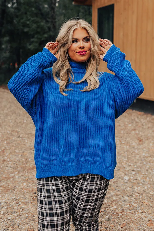 Punctual And Perfect Knit Sweater In Royal Blue Curves