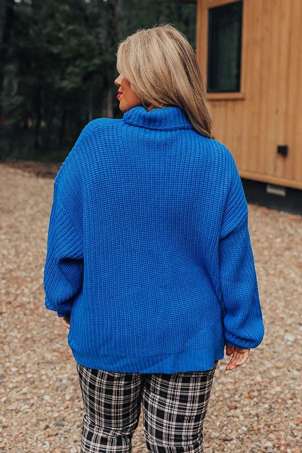 Punctual And Perfect Knit Sweater In Royal Blue Curves