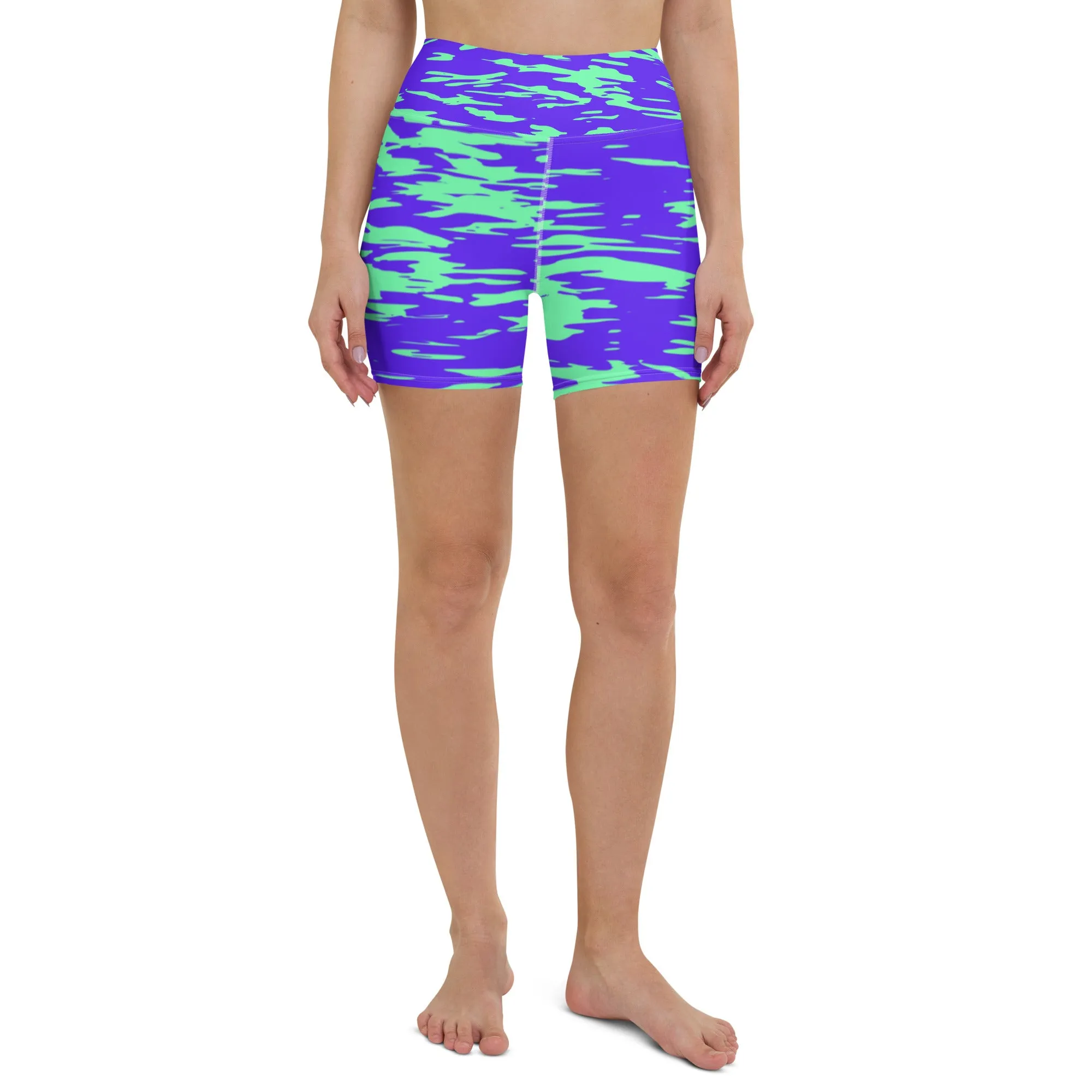 Purple Mint Rave Zebra Stripe Rave Ready Yoga Shorts w/ Inside Pocket