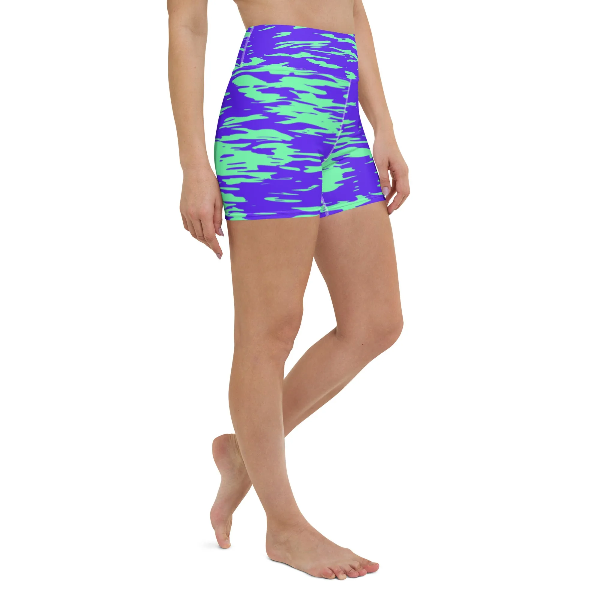 Purple Mint Rave Zebra Stripe Rave Ready Yoga Shorts w/ Inside Pocket