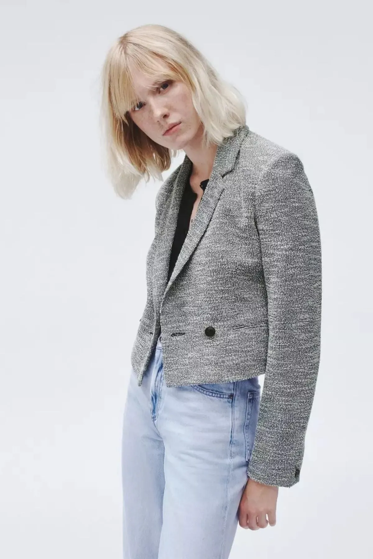 Rag & Bone Josie Italian Tweed Blazer - Navy/ White/ Multi