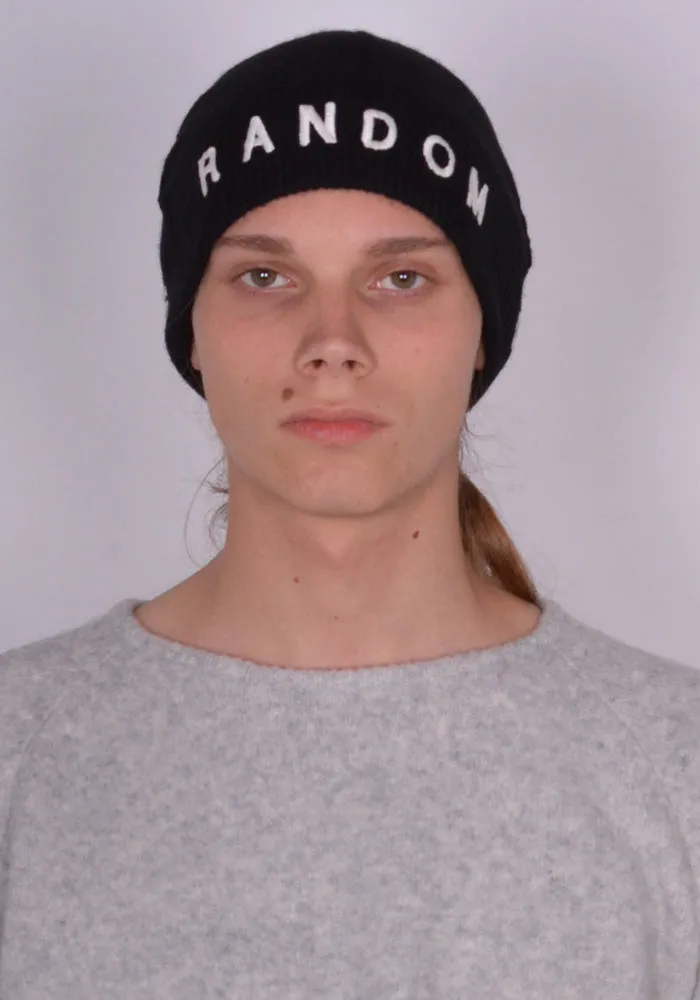 RANDOM IDENTITIES A-65-22 FBW00007 10000 LOGO KNIT BEANIE HAT BLACK