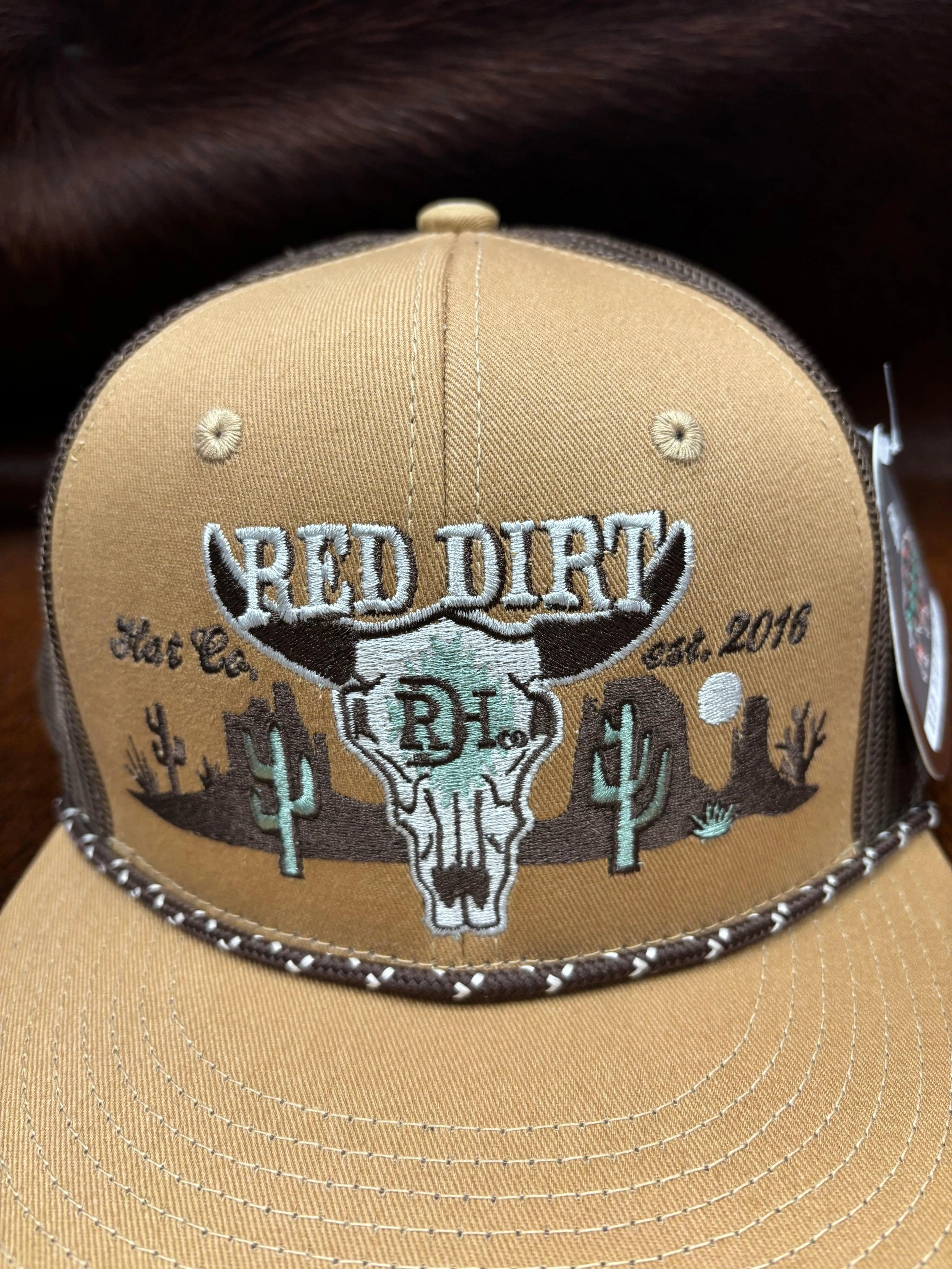 Red Dirt Hat Co. Tan Bone Head Trucker Snap Back Hat RDHC-384