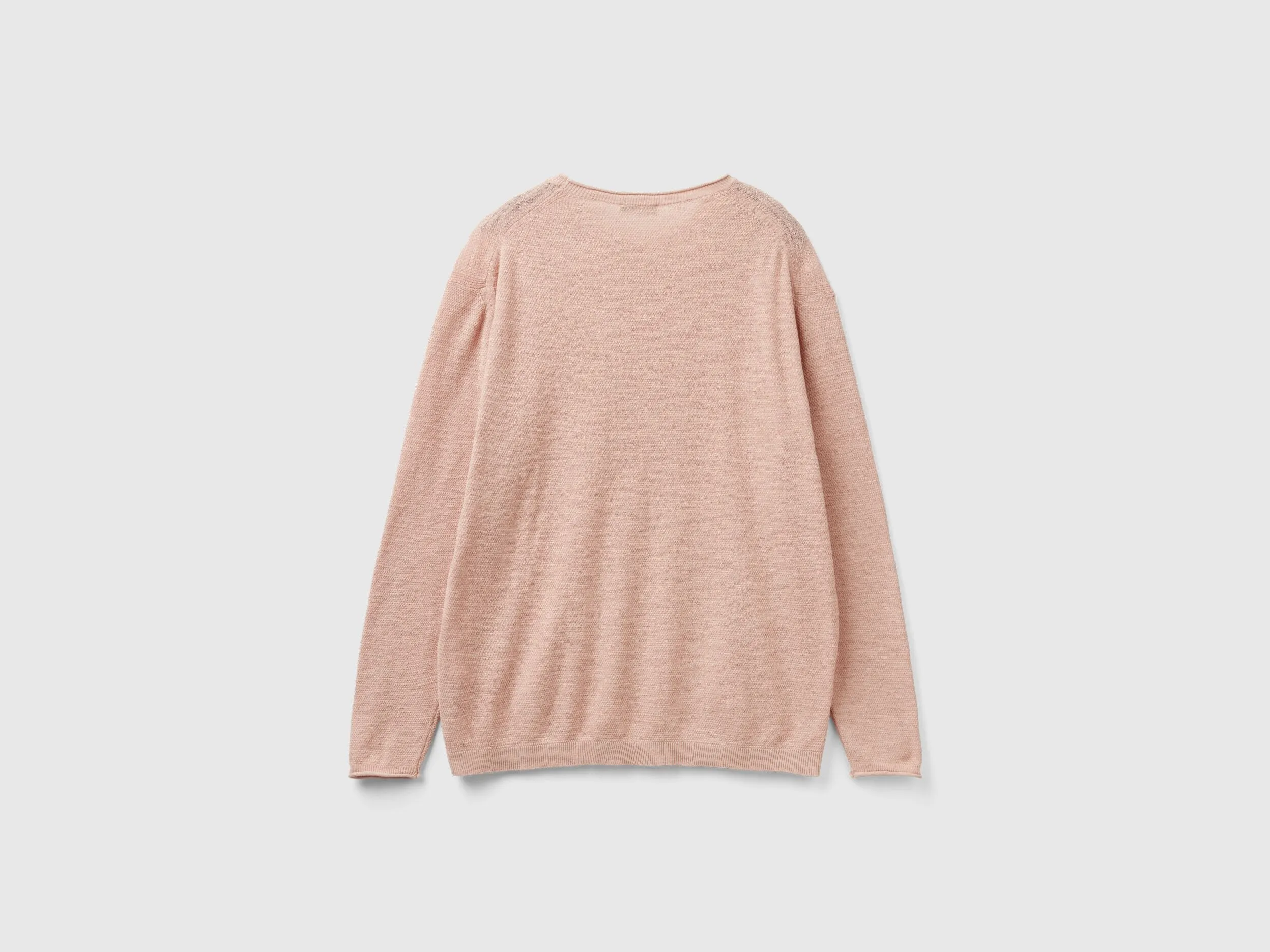 Regular fit sweater in linen blend - Soft Pink | Benetton