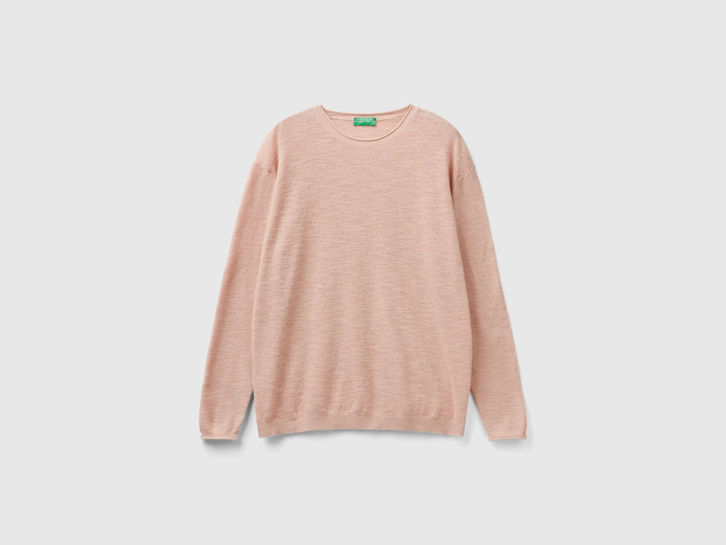 Regular fit sweater in linen blend - Soft Pink | Benetton