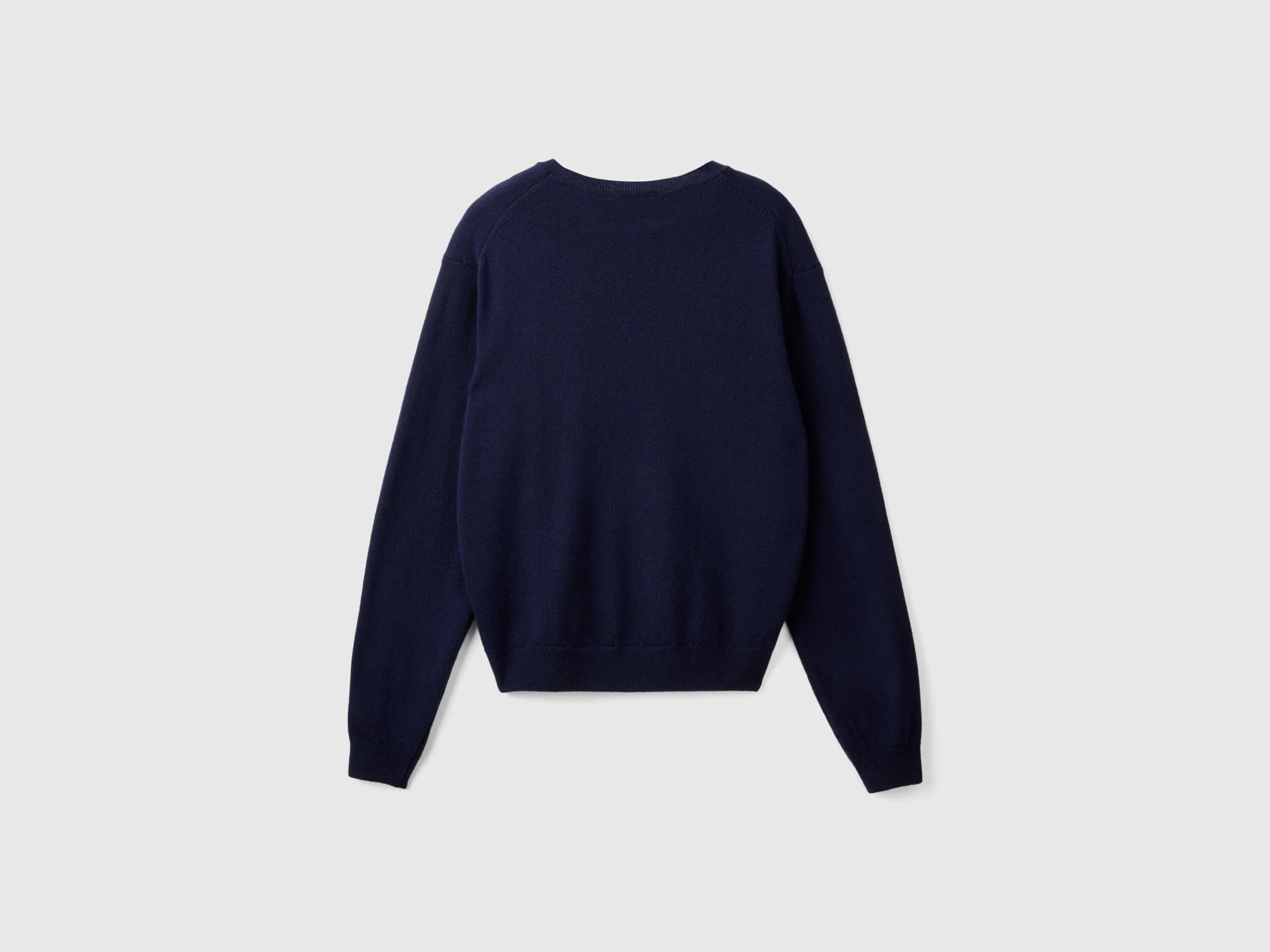 Relaxed fit pure Merino wool sweater - Dark Blue | Benetton