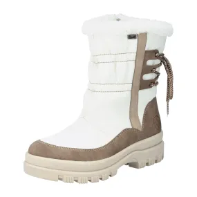 Rieker HWK Women's White Boots with Zipper and Laces Warm Lined Winter Shoes