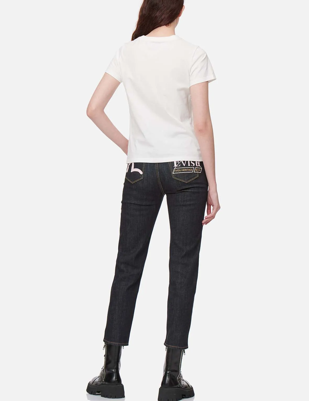 Seagull and Logo Print Slim Fit Jeans