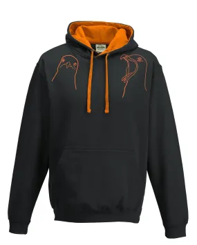 Seagulls hoodie, black/orange