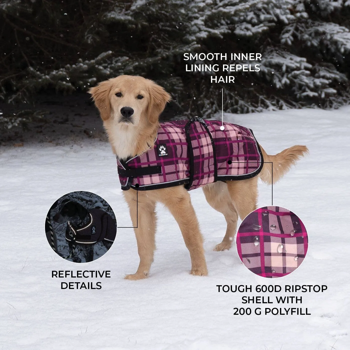 Shedrow K9 - Shedrow K9 Glacier Dog Coat - Potent Purple Plaid: Medium