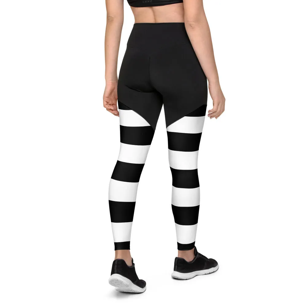 Sports Leggings BW Stripes