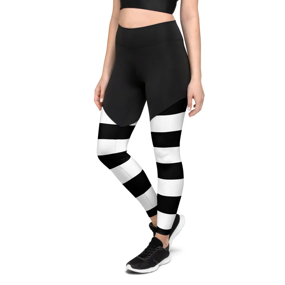 Sports Leggings BW Stripes