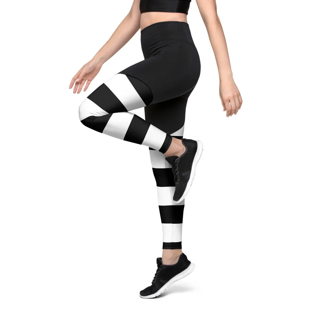 Sports Leggings BW Stripes