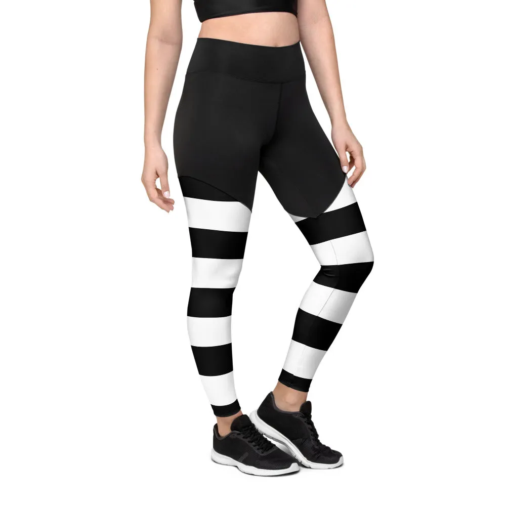 Sports Leggings BW Stripes