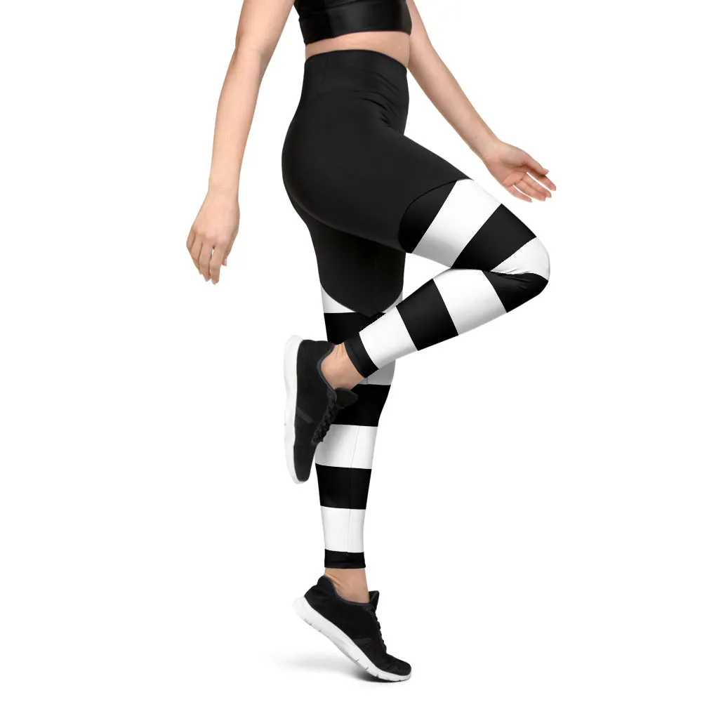 Sports Leggings BW Stripes