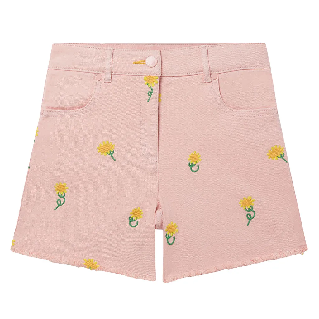 Stella McCartney Child Shorts With Embroidered Sunflowers Pink